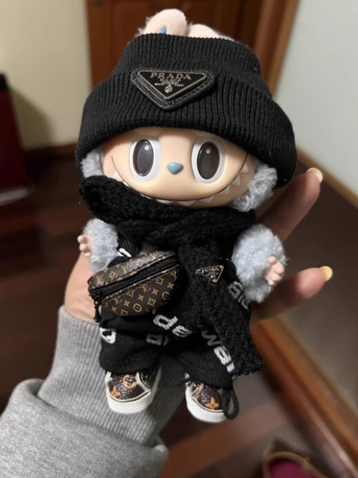 Designer Drip Labubu Outfit (5 Pieces) - Alexander Wang, LV, Prada