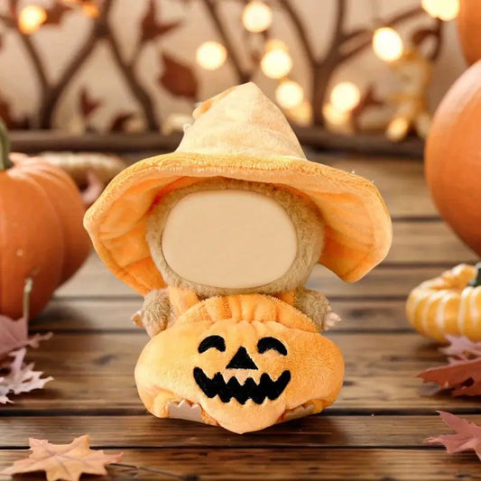 Labubu Halloween Pumpkin Overalls & Witch Hat Plush Outfit - Halloween Theme