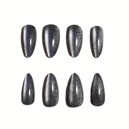 Black Cat Eye Press On Nails - 24 Pieces
