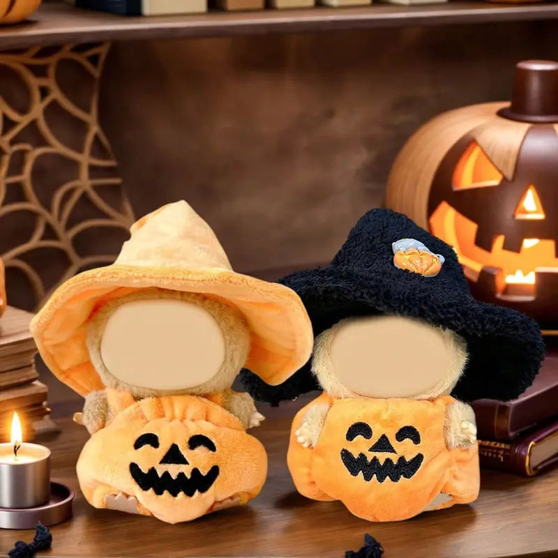 Labubu Halloween Pumpkin Overalls & Witch Hat Plush Outfit - Halloween Theme