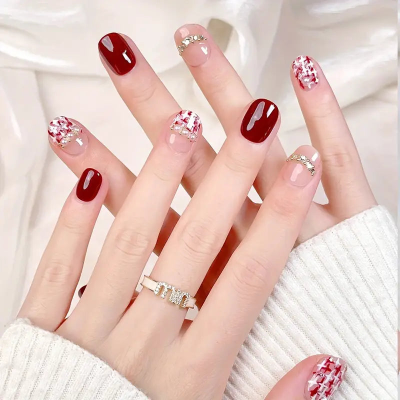 Sugarplum Babe - Elegant Red Press On Nails 10 Pieces