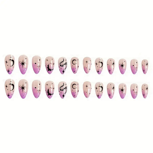 Purple Midnight Skies - Halloween Press On Nails (24 Pieces)