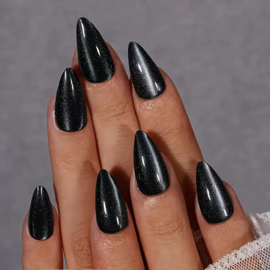 Black Cat Eye Press On Nails - 24 Pieces
