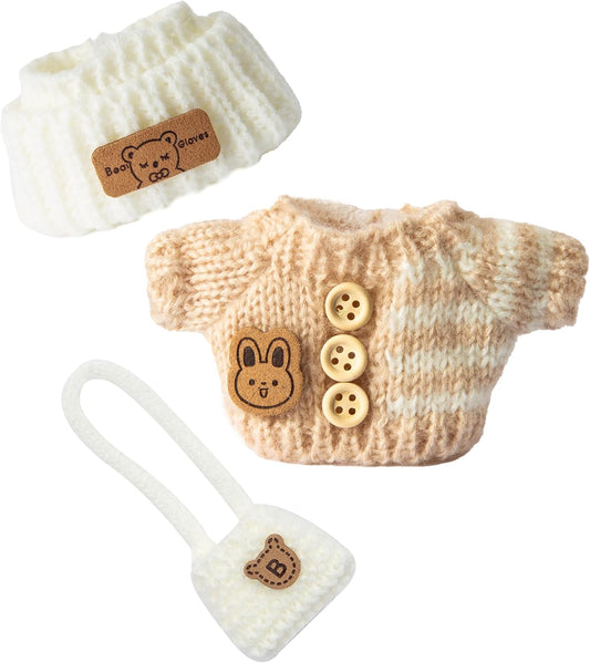 Labubu Cozy Beige Knitted Sweater with Bag Outfit Set – Fall Inspired (3 Items)
