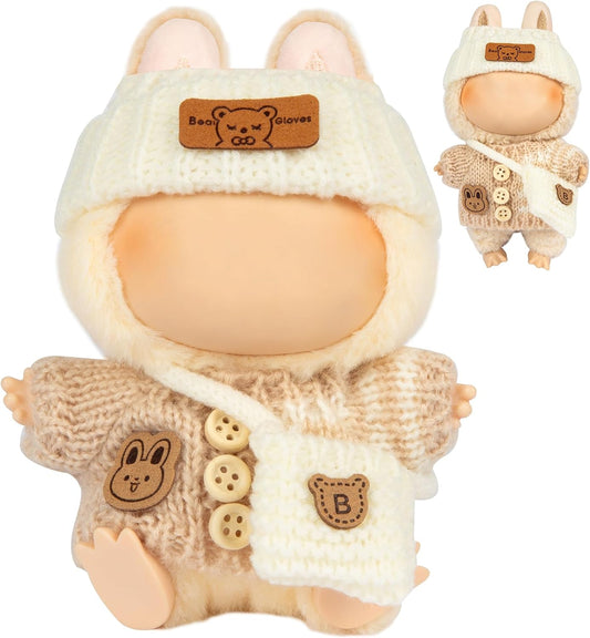 Labubu Cozy Beige Knitted Sweater with Bag Outfit Set – Fall Inspired (3 Items)