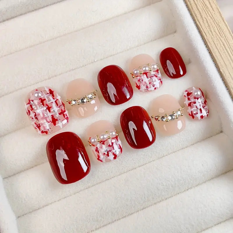 Sugarplum Babe - Elegant Red Press On Nails 10 Pieces