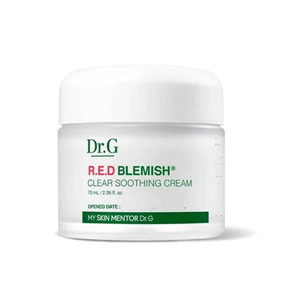 Shop Dr.G R.E.D Blemish Clear Soothing Cream at Zibuya. A dermatologist-tested Korean moisturizer with Centella Asiatica & Niacinamide to calm redness, hydrate sensitive skin, and brighten tone. Free shipping over $35 USD / $39 CAD.