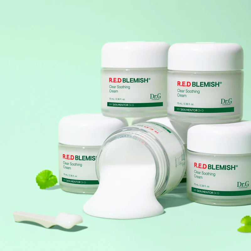 Looking for the best cream for redness and acne-prone skin? Try Dr.G R.E.D Blemish Clear Soothing Cream. With 5-Cica Complex and Niacinamide, it repairs, hydrates, and calms. Available at Zibuya – free USA & Canada shipping $35+ USD / $39 CAD.