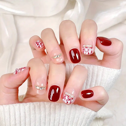 Sugarplum Babe - Elegant Red Press On Nails 10 Pieces