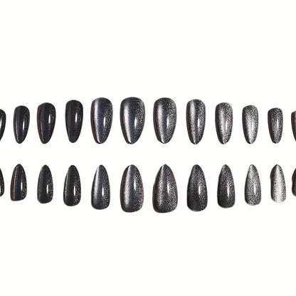 Black Cat Eye Press On Nails - 24 Pieces