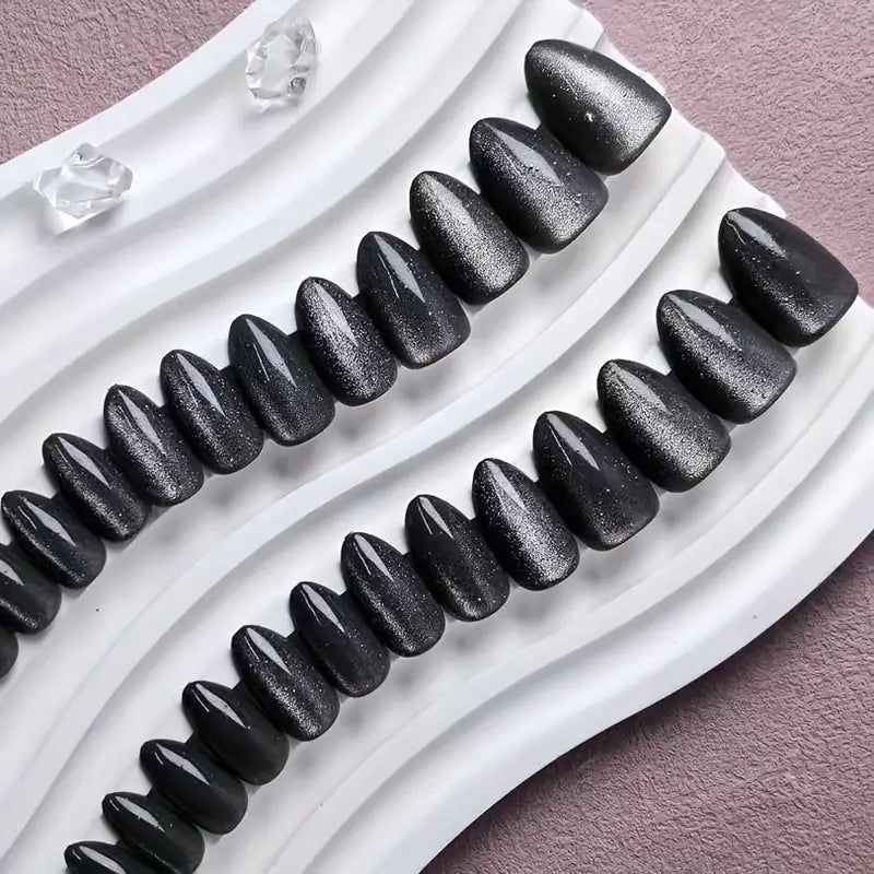 Black Cat Eye Press On Nails - 24 Pieces