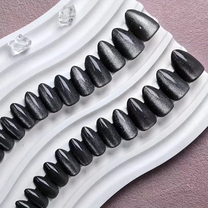 Black Cat Eye Press On Nails - 24 Pieces