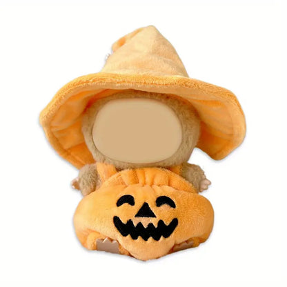 Labubu Halloween Pumpkin Overalls & Witch Hat Plush Outfit - Halloween Theme